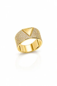 Anel Triângulo Zircônia Ouro 18k