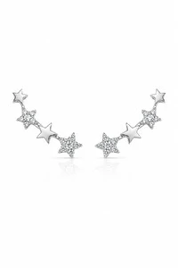 Brinco Earcuff Estrelas com Zircônias Ródio Branco
