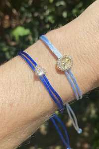 Pulseira Pingente Coração P Zircônias AZul Royal