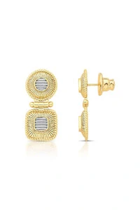 Brinco Ana Geométrico Riscos Bicolor banhado no Ouro 18k