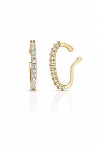 Fake Piercing Earhook Zircônias Dourado