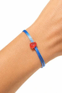 Pulseira Cordão Azul Claro Gota Fusion Coral Prata 925