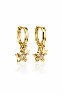 Brinco Argola Estrelas Ouro 18k