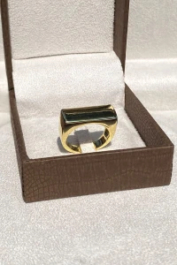 Anel Retangular Liso Ouro 18k