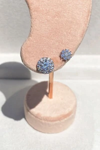 Brinco Flor Moissanite Prata 925 com Ródio branco