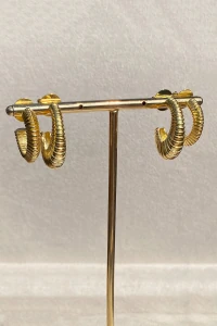 Brinco Argola Par Dupla Listas Ouro 18k
