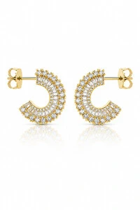 Brinco Argola Daiana Zircônias Ouro 18k
