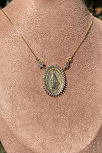 Colar NSra das Graças Zircônias Ouro 18k