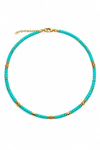 Colar Pedra Turquesa Fino Ouro 18k