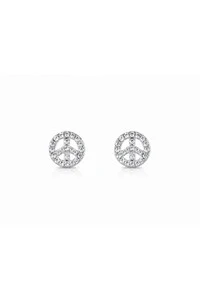 Brinco Paz e Amor Zircônias Prata 925