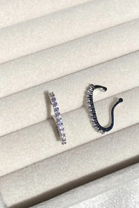 Fake Piercing Earhook Zircônias Ródio Branco