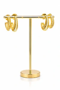 Brinco Argola Par Dupla Listas Ouro 18k