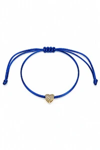 Pulseira Pingente Coração P Zircônias AZul Royal