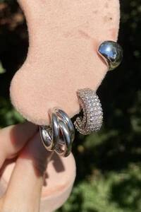 Brinco Argola Daiana Zircônias Ródio Branco