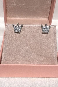 Brinco Coroa Zircônias Prata 925 Envelhecida