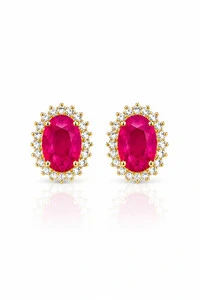 Brinco Oval Fusion Pink Zircônia Ouro 18k