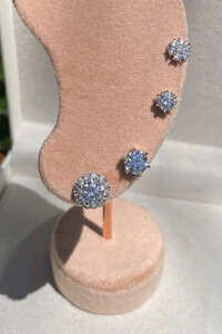 Brinco Ponto Luz 7mm Moissanite Prata 925 com Ródio branco