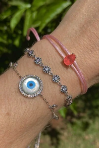 Pulseira Cordão Rosa Claro Gota Fusion Coral Prata 925