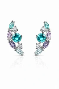 Brinco Earcuff Candy Colors Zircônias Ródio