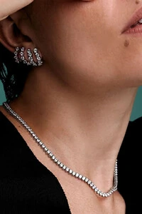 Colar Riviera 3mm Zircônia Ródio Branco