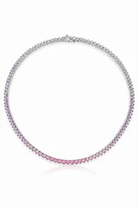 Colar Riviera 3mm Zircônia Rose Ródio Branco