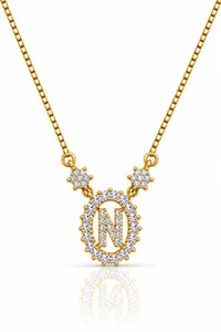 Colar Inicial Letra N Pequena Banhado no Ouro 18k