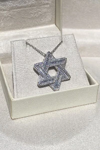 Colar Estrela Davi Zircônias Ródio Branco