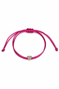 Pulseira Pingente Coração P Zircônias Pink