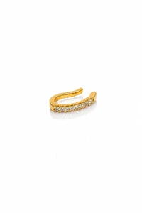 Fake Piercing Zircônias Fino Retangular Dourado