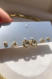 Brinco Trio Duo Ouro 18k