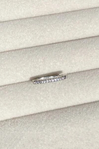 Fake Piercing Zircônias Fino Retangular Ródio Branco