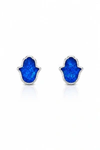 Brinco Mãozinha Azul Prata 925