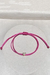 Pulseira Pingente Coração P Zircônias Pink