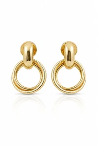 Brinco Dourado Argolas Duplas Ouro 18k
