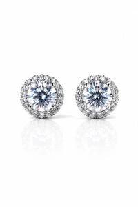 Brinco Ponto Luz 10mm Moissanite Prata 925 com Ródio branco