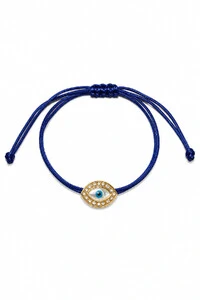 Pulseira Pingente Olho Grego Madrepérola Zircônias Azul Marinho