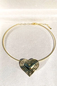 Colar Aro Pingente Orgânico Coração Ouro 18k