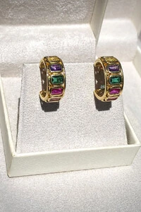 Brinco Argola Colorida Ouro 18k