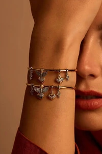 Bracelete Espírito Santo e Sagrado Coração Zircônias Ouro 18k