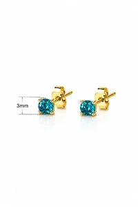 Brinco Ponto luz 3MM Turmalina Zircônia Ouro 18k