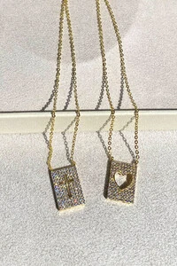 Colar Escapulário Pingentes Cruz e Coração Zircônias Ouro 18k
