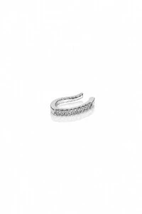 Fake Piercing Zircônias Fino Retangular Ródio Branco