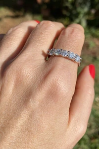 Anel Moissanite Aparador com 5 pedras 4MM Prata 925 Ródio Branco