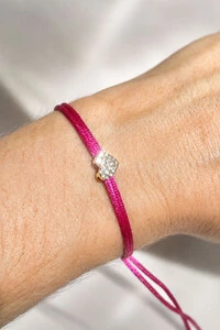 Pulseira Pingente Coração P Zircônias Pink