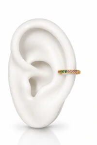 Fake Piercing Fino Zircônias Coloridas Ouro 18k