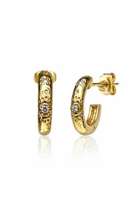 Brinco Argola Olho P Zircônias Ouro 18k