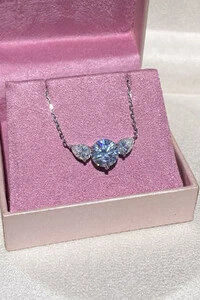 Colar Pontos de Luzes Central 9MM Moissanite Prata 925 Ródio Branco