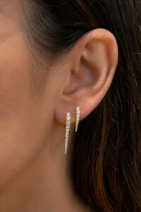 Brinco Dupla Argola Luiza Zircônia Ouro 18k