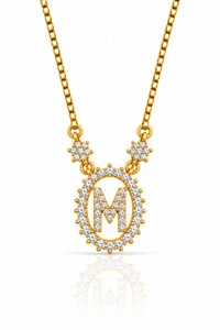Colar Inicial Letra M Pequena Banhado no Ouro 18k