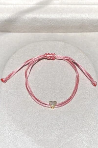 Pulseira Pingente Coração P Zircônias Rosa